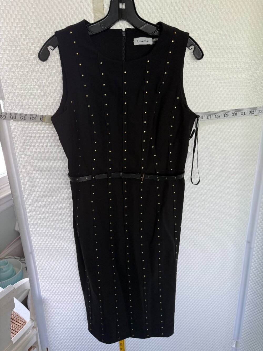 NWT CALVIN KLEIN GOLD STUDDED DRESS WITH BELT
